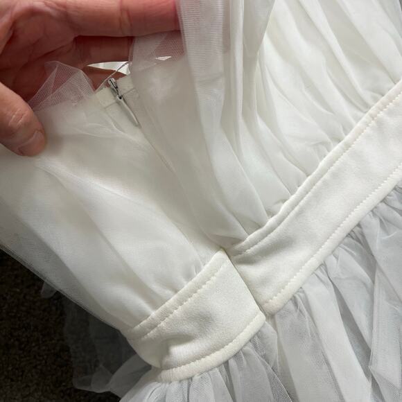 Sincerely Jules Tulle Tube Top Medium White Peplum Strapless Pleated Girly New - Picture 5 of 7